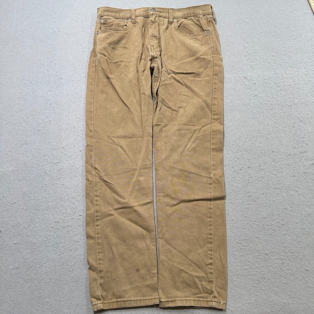 Levi's 502 Pants Mens 33x32 Tan Khaki White Tab Regular Taper Leg Rugged Utility